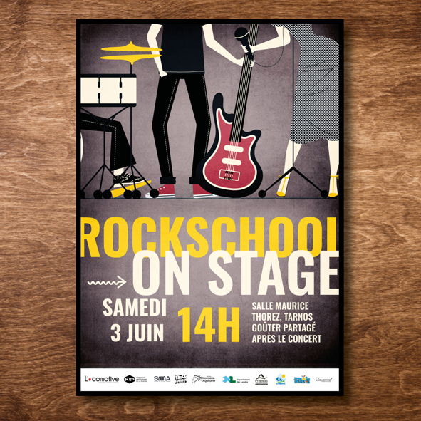 Affiche réalisée pour le concert 2023 de la Rock school de Bayonne