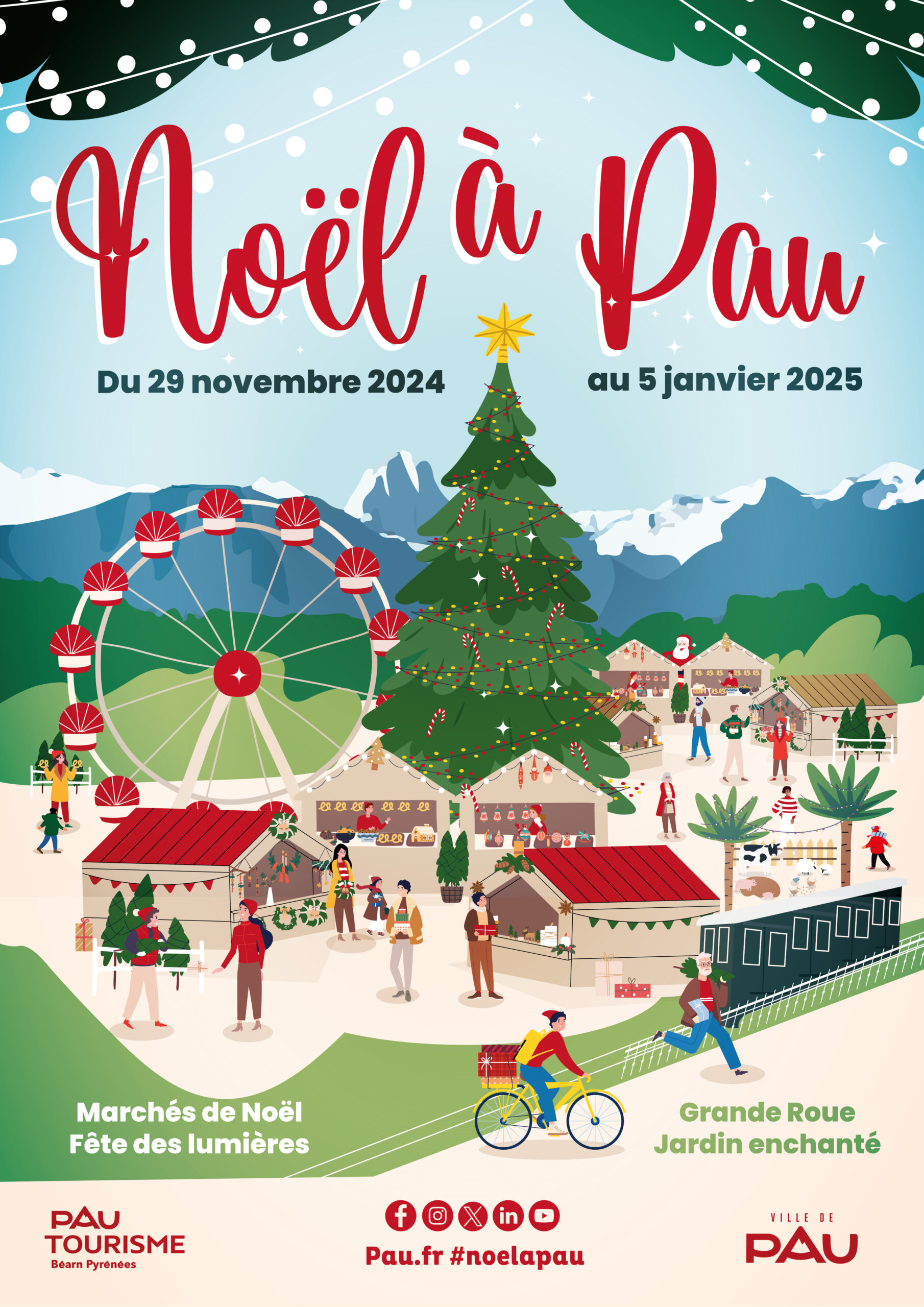 Affiche de Noël à Pau : illustration des festivités 2024–2025
