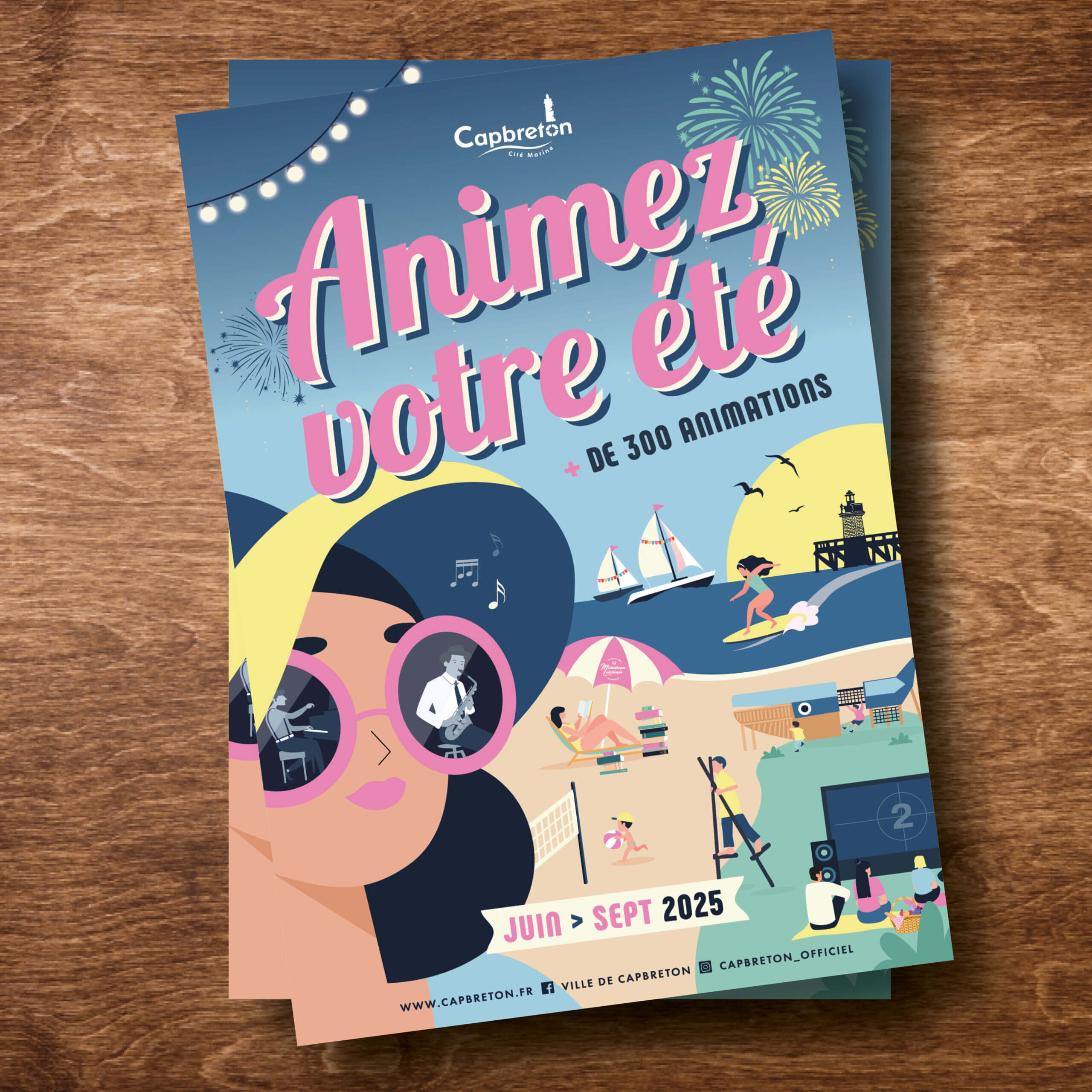 Guide de l’été 2025 de Capbreton : illustrations pour l’agenda des animations