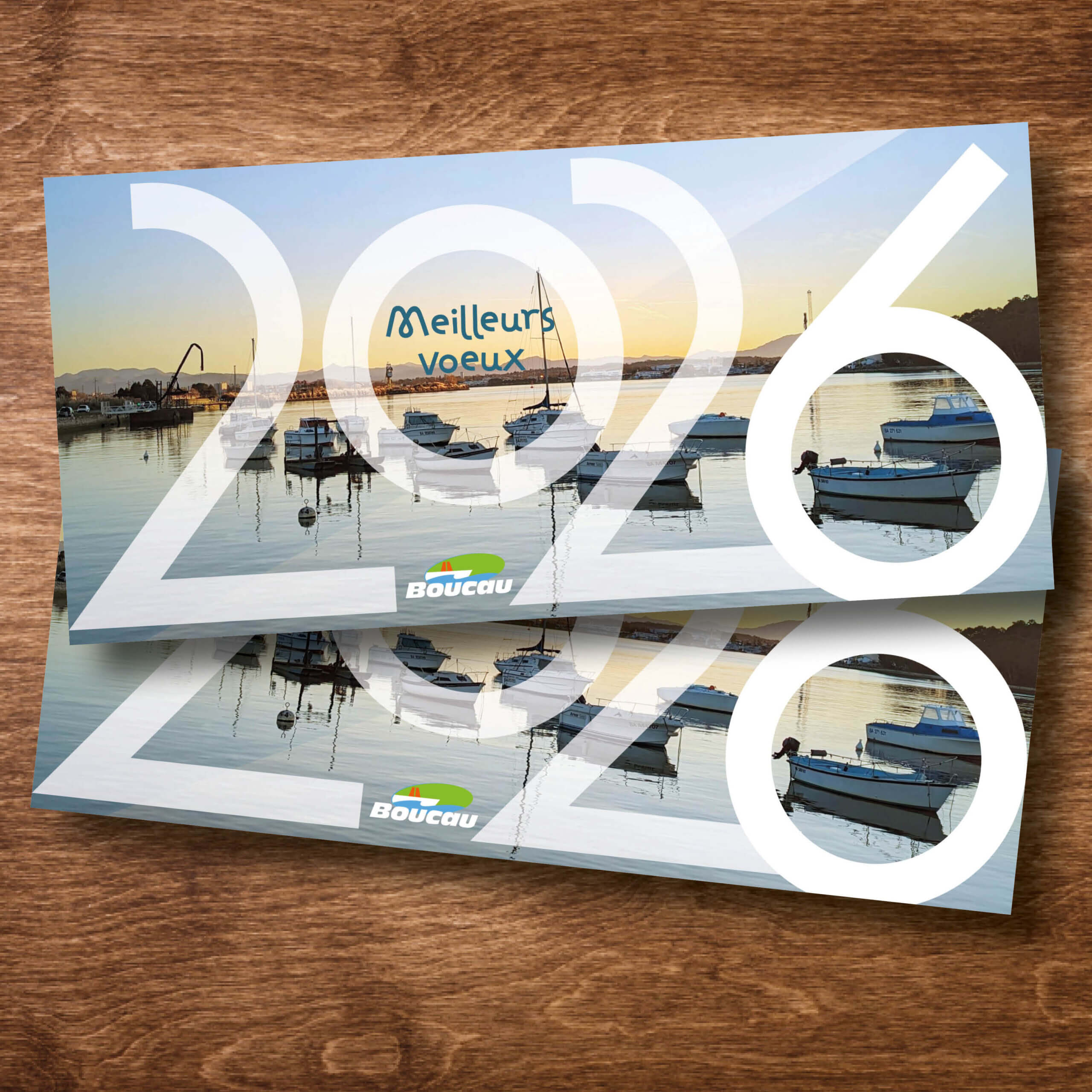Carte de vœux 2026 de la Ville de Boucau : conception graphique et mise en page